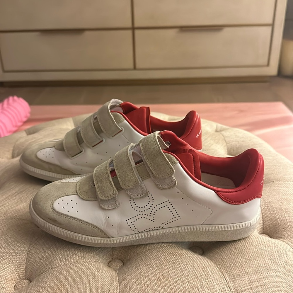 Isabel Marant Beth Sneaker / Red Orange White / size 40 / Like New